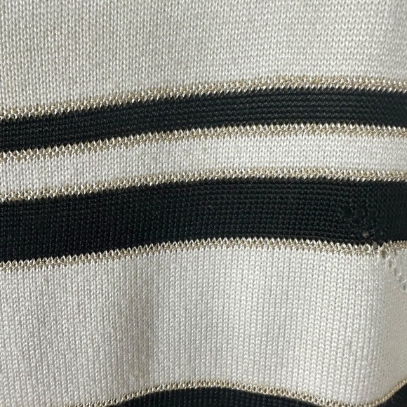 St. John Wool Cashmere Cardigan Sweater Set Black White Gold Stripe Size Small - Picture 10 of 16